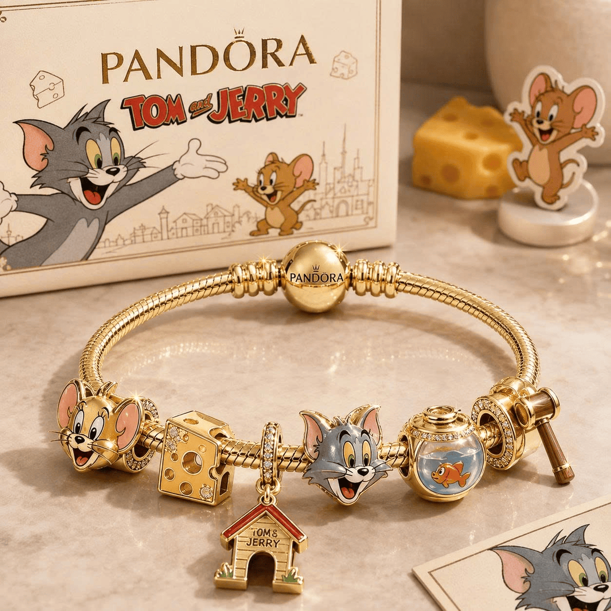 TNJ Gold Charm Bracelet Set VTH