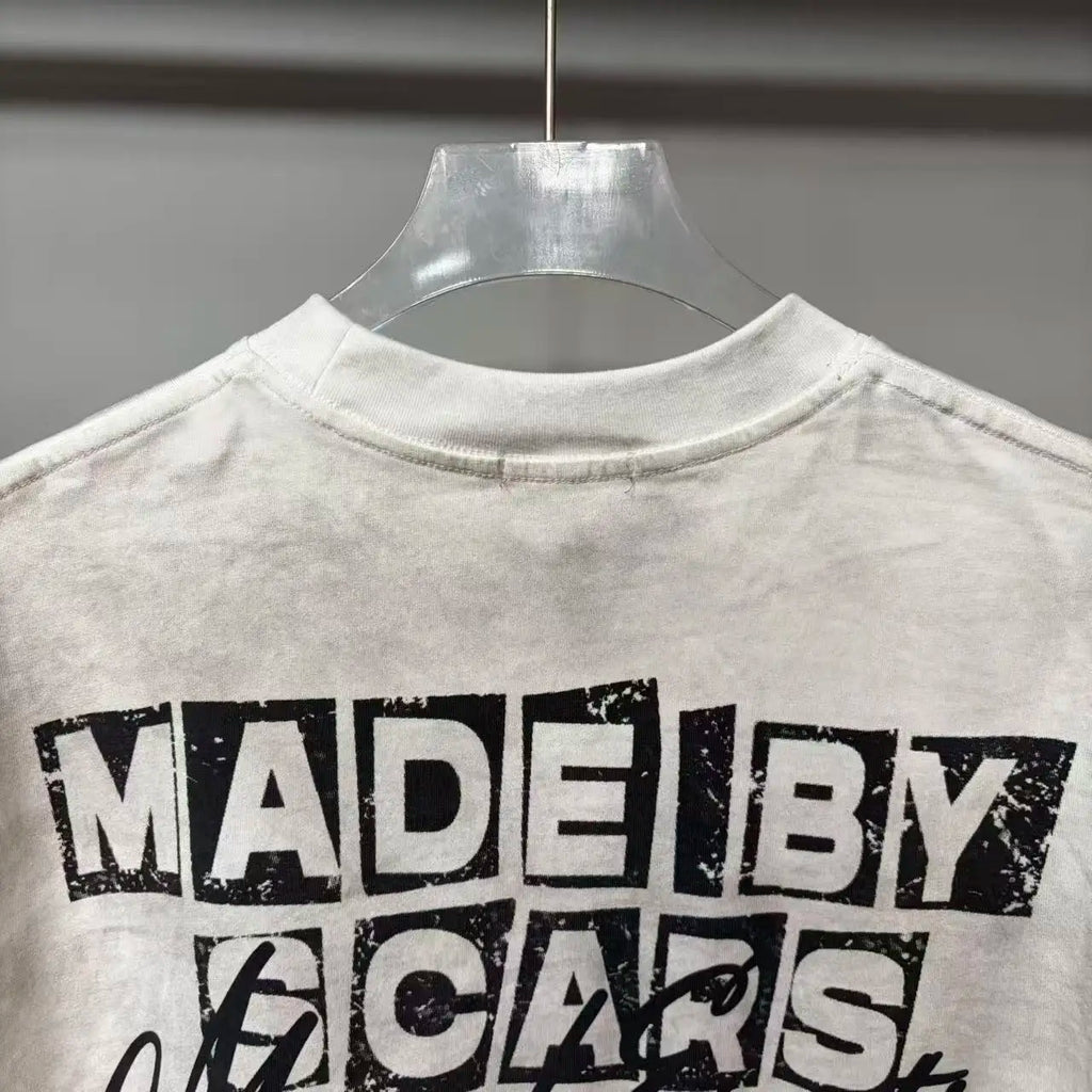 141# New fashion trend brand MIXEDEMOTION printing Shirt Streetwear Cotton Loose Round Neck Oversized Tee Top men t-shirt
