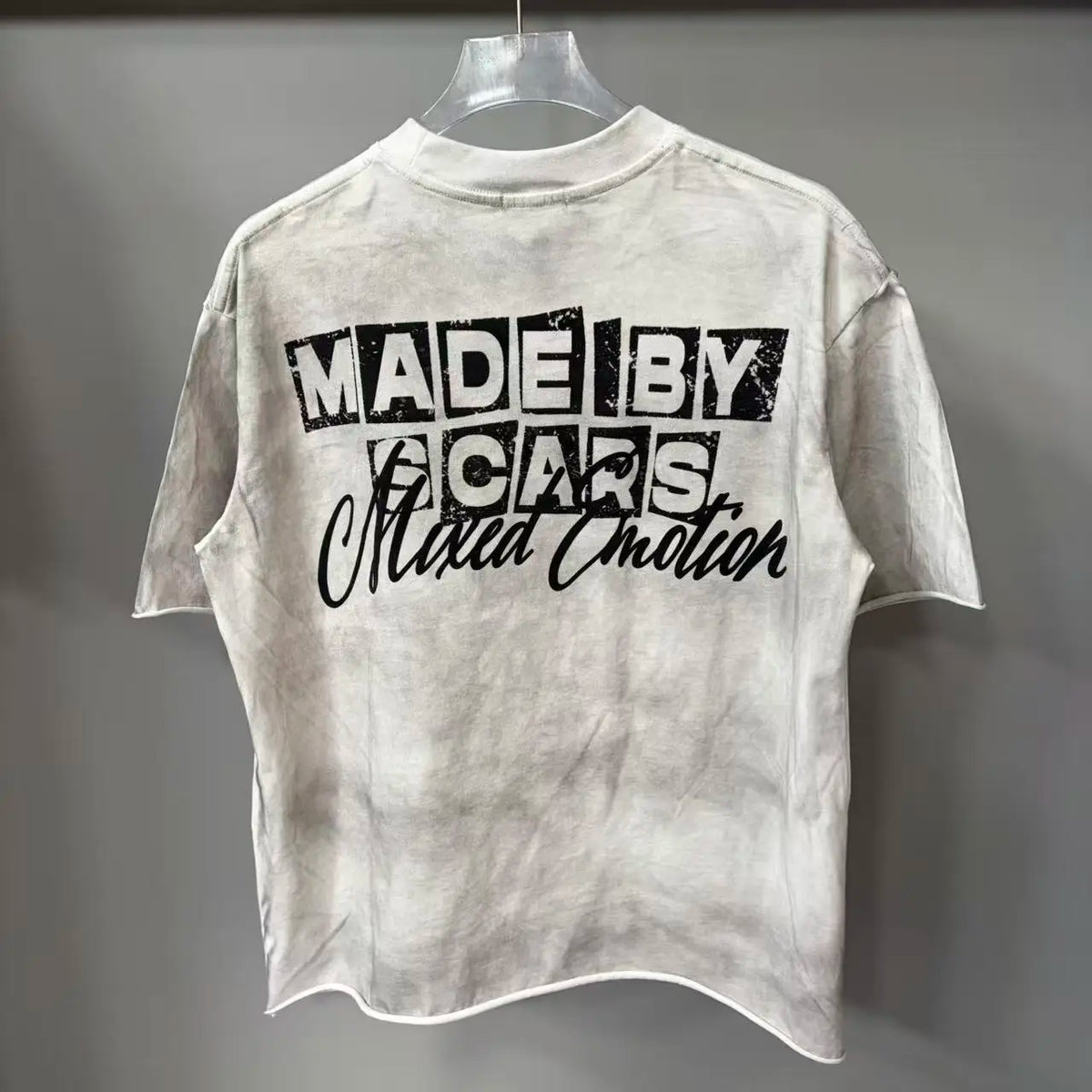 141# New fashion trend brand MIXEDEMOTION printing Shirt Streetwear Cotton Loose Round Neck Oversized Tee Top men t-shirt